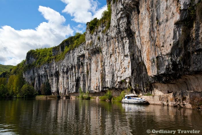 Towpath with Carvings in Saint Cirq Lapopie