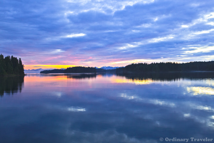 sunset from wilderness adventurer boat alaska