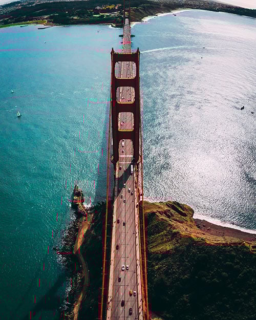 San Francisco Golden Gate Bridge aerial view