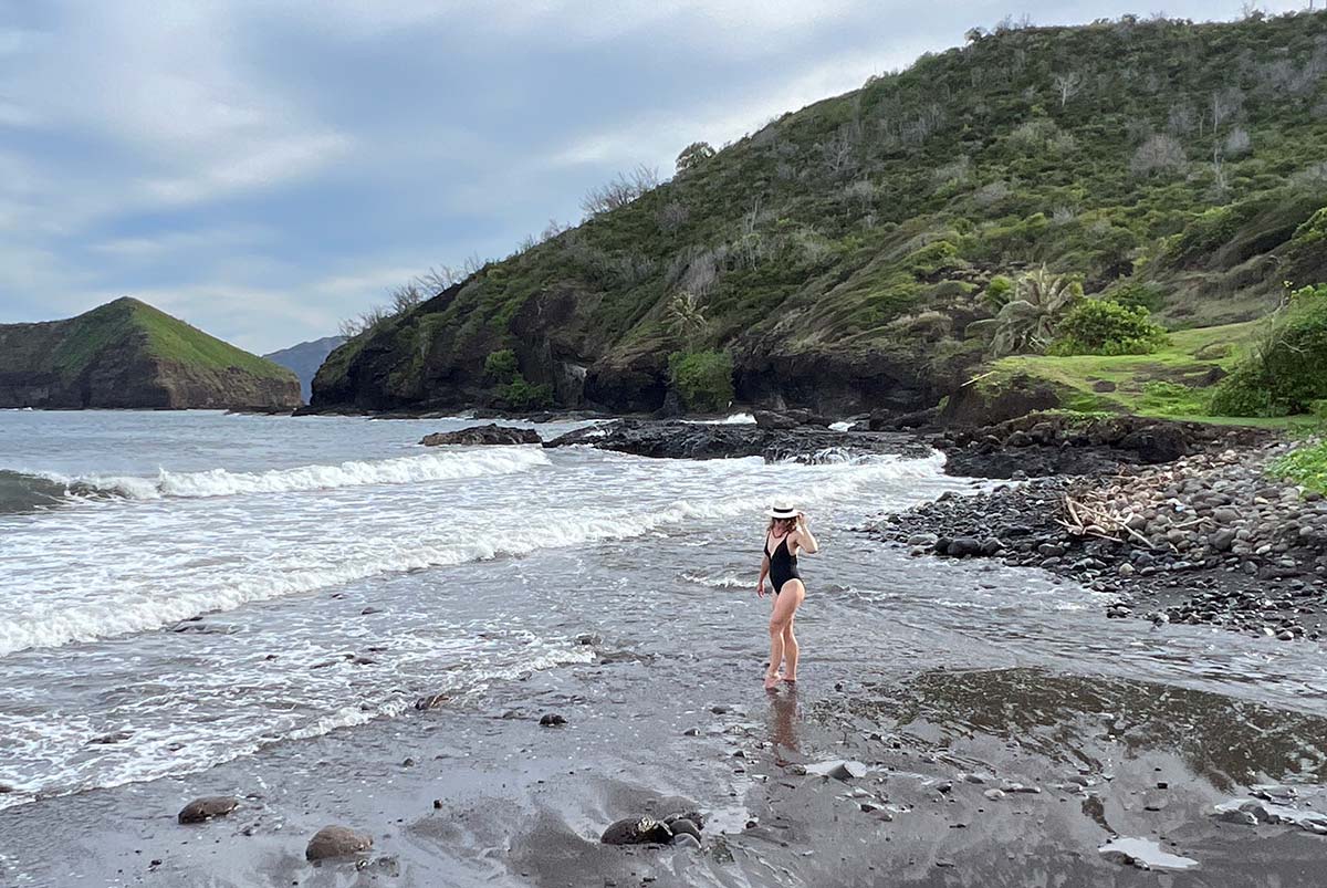 hiva oa black sand beach marquesas islands