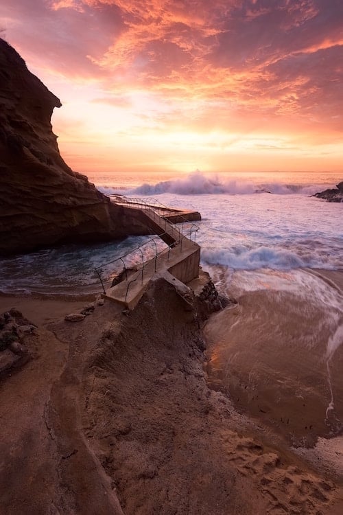 Laguna Beach California sunset beach scene
