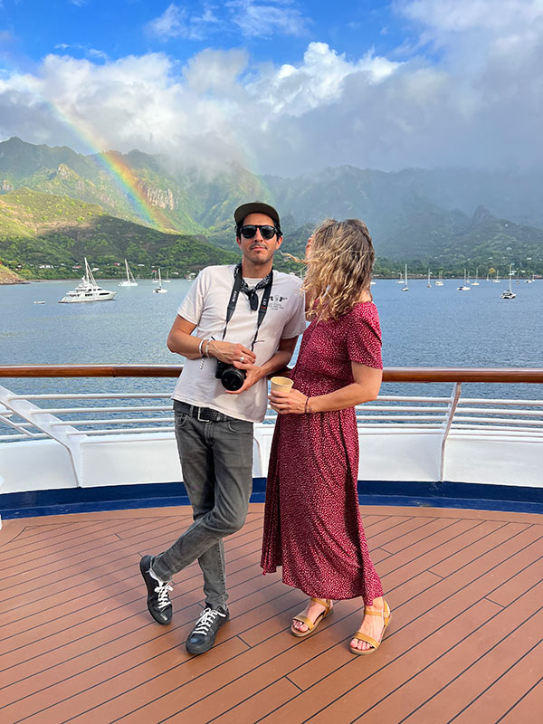 nuku hiva sunrise rainbow from windstar ship