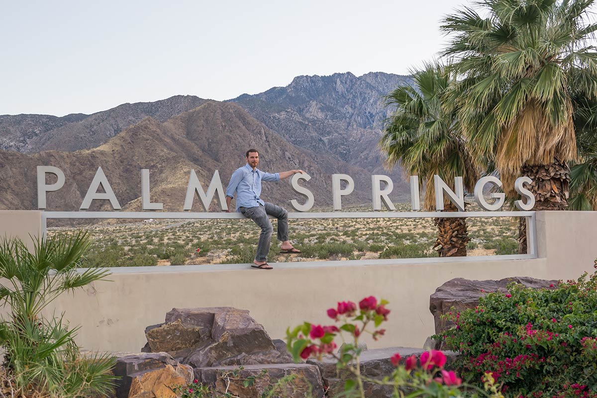 Palm Springs Sign at sunset - California