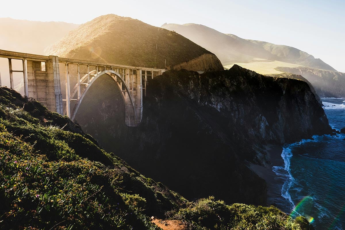 Bixby Bridge in Big Sur, California at Sunset