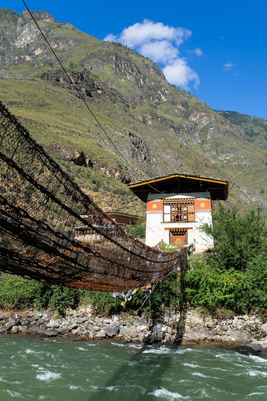 Tachogang Lhakhang Bridge in Bhutan