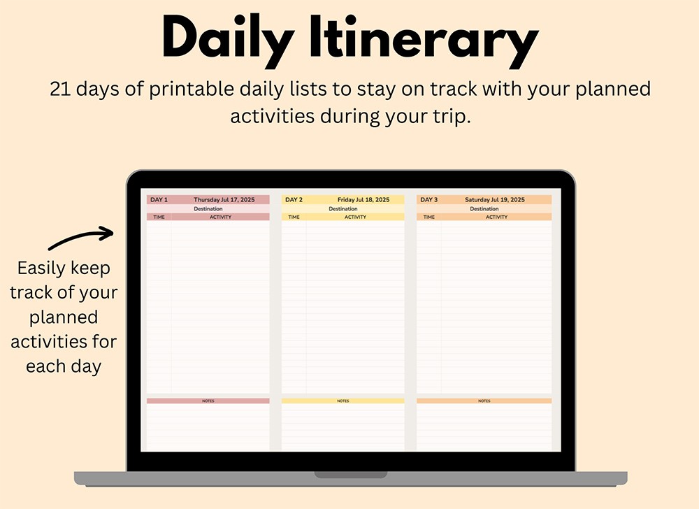 Travel Planner Daily Itinerary